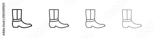 Cowboy Boot icons, Set of linear icons. Black linear palm icons
