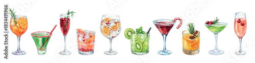 Holiday Cocktail Set - spritz, margarita, fizz, paloma, cosmo, mojito, sangria, martini, old fashioned and champagne