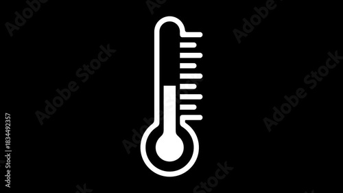 Thermometer, temperature and degree, graphic animation. Alpha channel. Transparent background motion design. 4K resolution