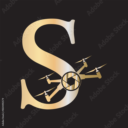Initial Drone Logo combine with letter S vector template