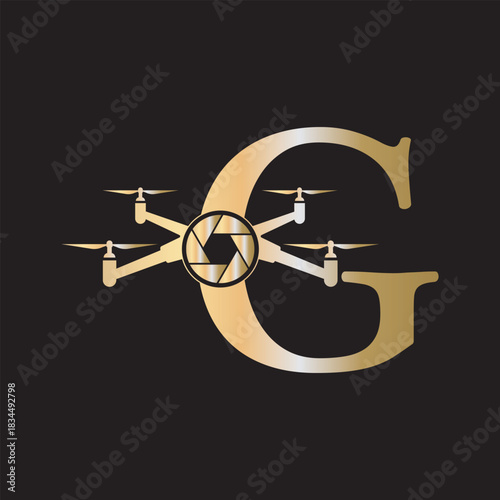 Initial Drone Logo combine with letter G vector template