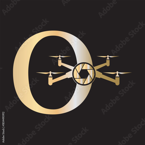 Initial Drone Logo combine with letter O vector template