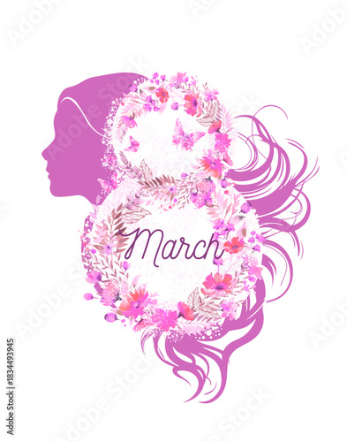 International Womens Day holiday banner. Postcard for March 8. Stock vector illustration. hand drawn. Not AI.