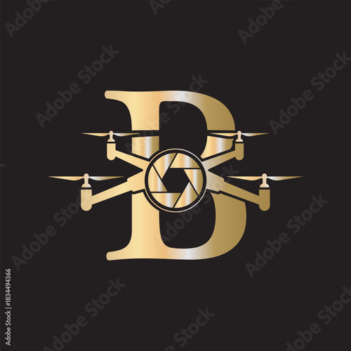 Initial Drone Logo combine with letter B vector template
