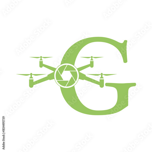 Initial Drone Logo combine with letter G vector template