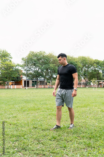Man walking on the public park.