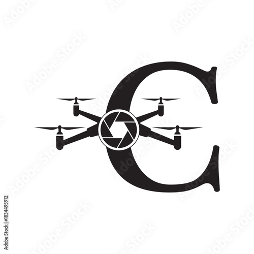 Initial Drone Logo combine with letter C vector template