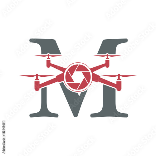 Initial Drone Logo combine with letter M vector template