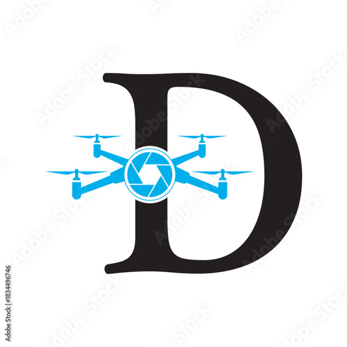 Initial Drone Logo combine with letter D vector template