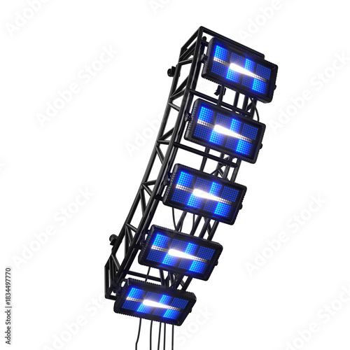 LED reflectors in black metal structure	