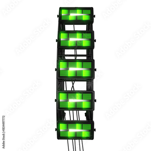 LED reflectors in black metal structure	