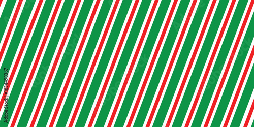 christmas candy cane diagonal stripe pattern isolated on red green white background