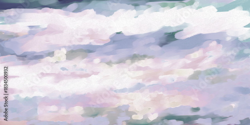 Colorful Impressionistic Cloudscape/Landscape-Digital Painting, Art, Illustration, Artwork, Design-in muted pastels of Lavender, blue, Pink & Gray