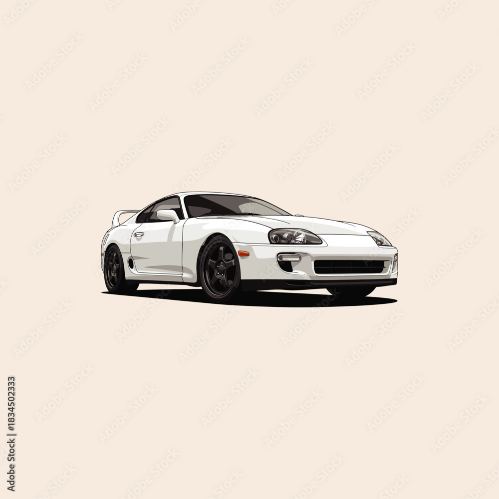 Fototapeta premium Japanese jdm sports car icon flat vector design.