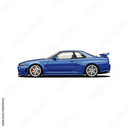 Japanese jdm sports car icon flat vector design.