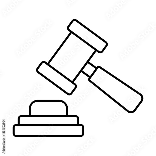 Editable stroke Auction bid gavel gavel and sounding block line art. Handicraft Customise Design.