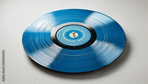 blue vinyl record on white background
