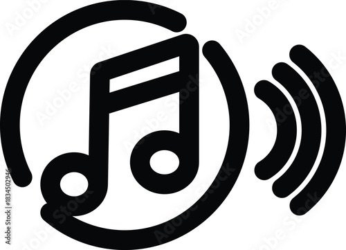 Musical note audio sound wave silhouette. Editable Handicraft Customise Design.