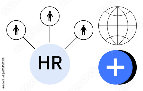 Human resources concept. Human resources connected to global recruitment and employee management. Human resources streamlined for effective hiring processes and organizational growth. For HR