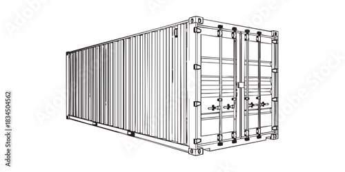 Minimalist shipping container outline	
