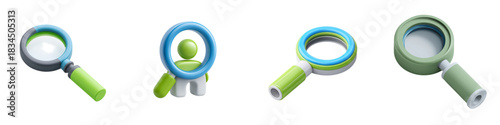 Enhance Your Perspective with Modern Magnifying Glass Icons, Perfect for Search, Investigation, and Detailed Analysis in Business and Research Projects
