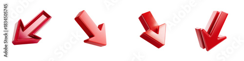 Dynamic red arrow collection pointing downwards, ideal for visualizations, business reports, or sale promotions, original vector graphics for scalable design