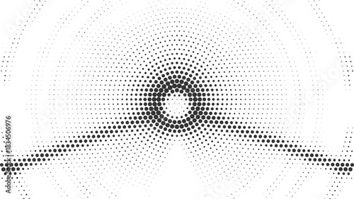 Radial Beam Dot Pattern Abstract Halftone Vector Background