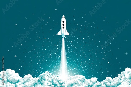 Rocket launch silhouette graphic