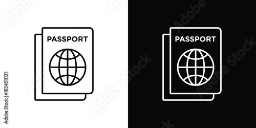 Passport icons pack set, ready to use vector