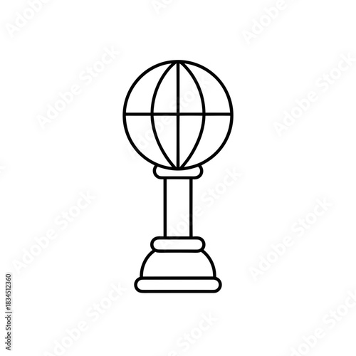 Outline globe on a stand illustration on transparent background silhouette