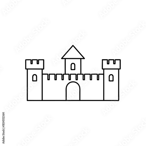 Simple outline drawing of a castle on transparent background silhouette