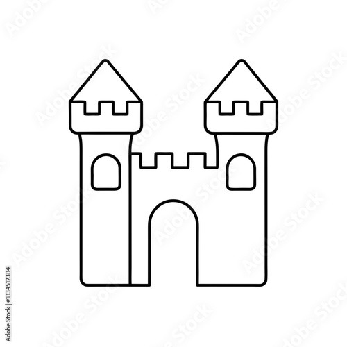 Simple outline drawing of a castle on transparent background silhouette