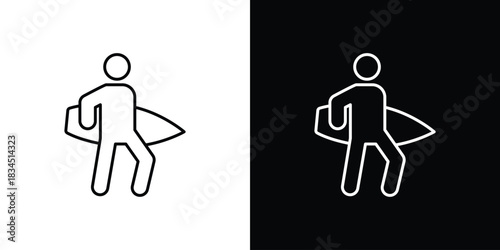 Surfer icons pack set, ready to use vector