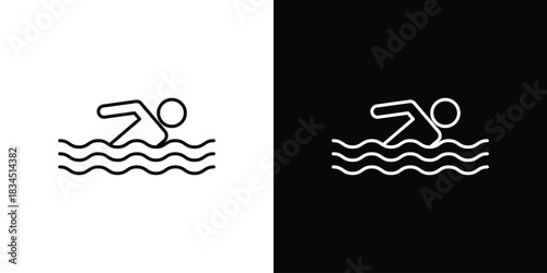 Swimming icons pack set, ready to use vector