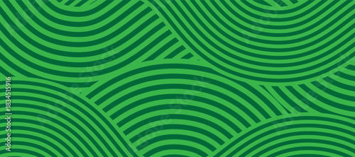 Green farm banner with an organic abstract background of wavy lines of grape fields. Eco-friendly wallpaper with vineyard texture, striped pattern for wine bottle packaging, restaurant menu, posters