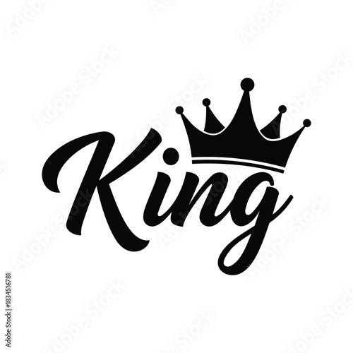 Black calligraphy text king with crown