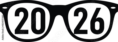 Stylish black glasses with 2026 numbers representing the upcoming new year