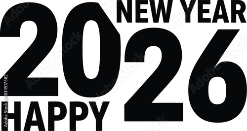 Happy new year 2026 text design for upcoming celebrations and greetings