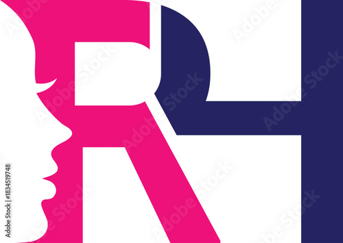 Letter RH face logo design vector