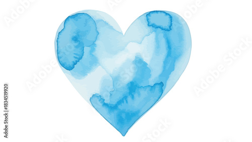 A soft watercolor illustration of a blue heart against a white background, symbolizing love and emotion with a gentle, artistic touch.