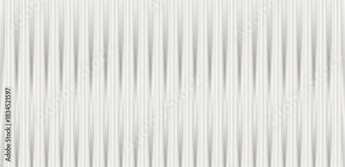 White, cloud dancer, ribbed glass texture background with soft, grey, frosted waves. Vector-fluted panel with a light, airy feel. Embossed, striped, minimal—ideal for acrylic or polycarbonate surfaces