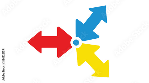 Colorful arrows radiating from a central point representing diverse directions and movement