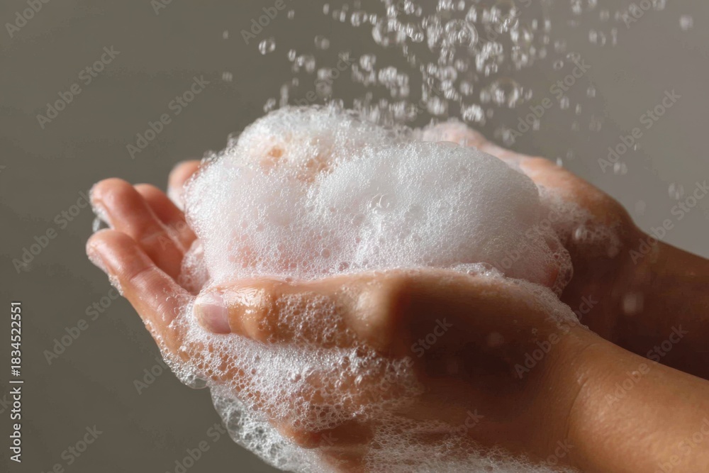 Fototapeta premium Hands Holding Soap Suds