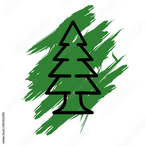 Spruce, fir trees silhouettes, minimal winter seamless pattern, black on gray background. Hand drawn vector illustration. Design concept for kids textile, fashion print, wallpaper, packaging.