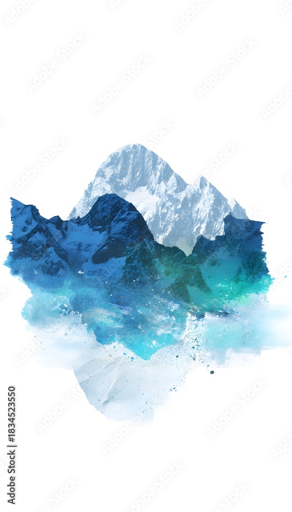 Fototapeta premium Serene Swiss Alps Illustration Modern Artistic Mountains Watercolor Textures Poster Print Design