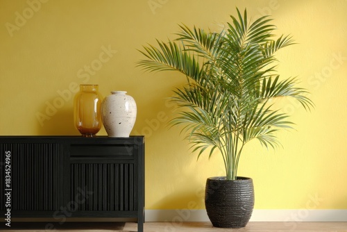 Mid-Century Modern Interior with Palm and Decor