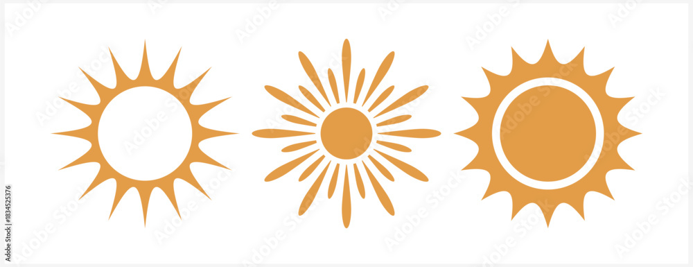 Fototapeta premium Sun set icon isolated. Stencil clip art. Vector stock illustration