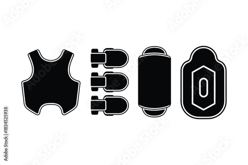 Black silhouette of tactical gear and body armor components