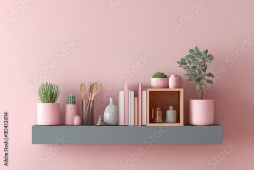 Minimalist Pink Shelf Decor