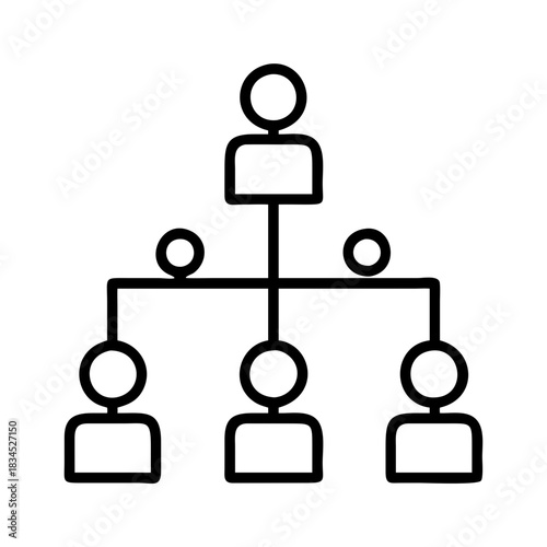 Outline diagram showing a hierarchical structure with connecting lines and person icons
